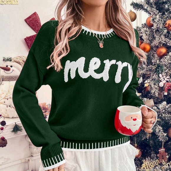 Dark Green Casual Women's  Sweater - Picture 1 of 7